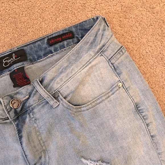 Earl Distressed Skinny Jeans Womens Size 8 Ankle Length Super Stretch Denim Blue - Picture 11 of 16